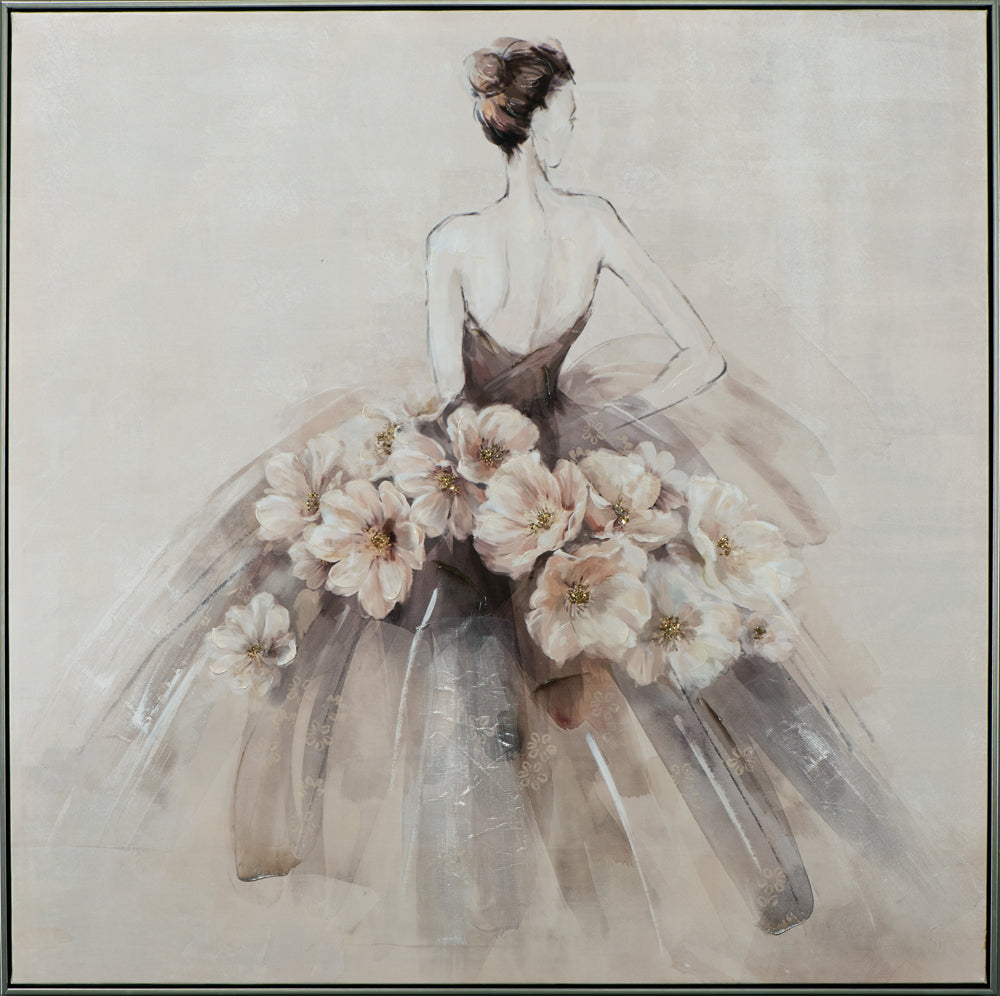 Painting Lady in Ball Gown with Flowers