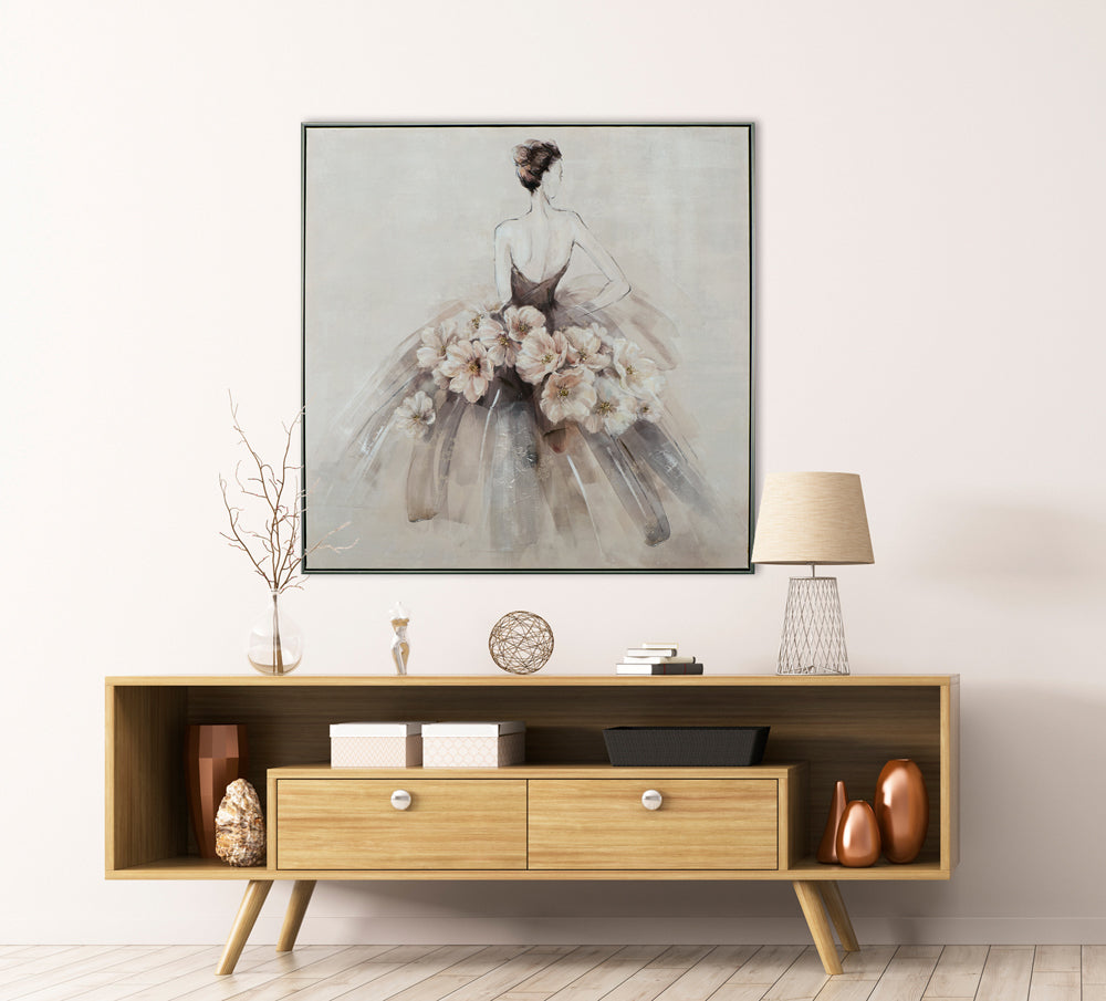 Painting Lady in Ball Gown with Flowers