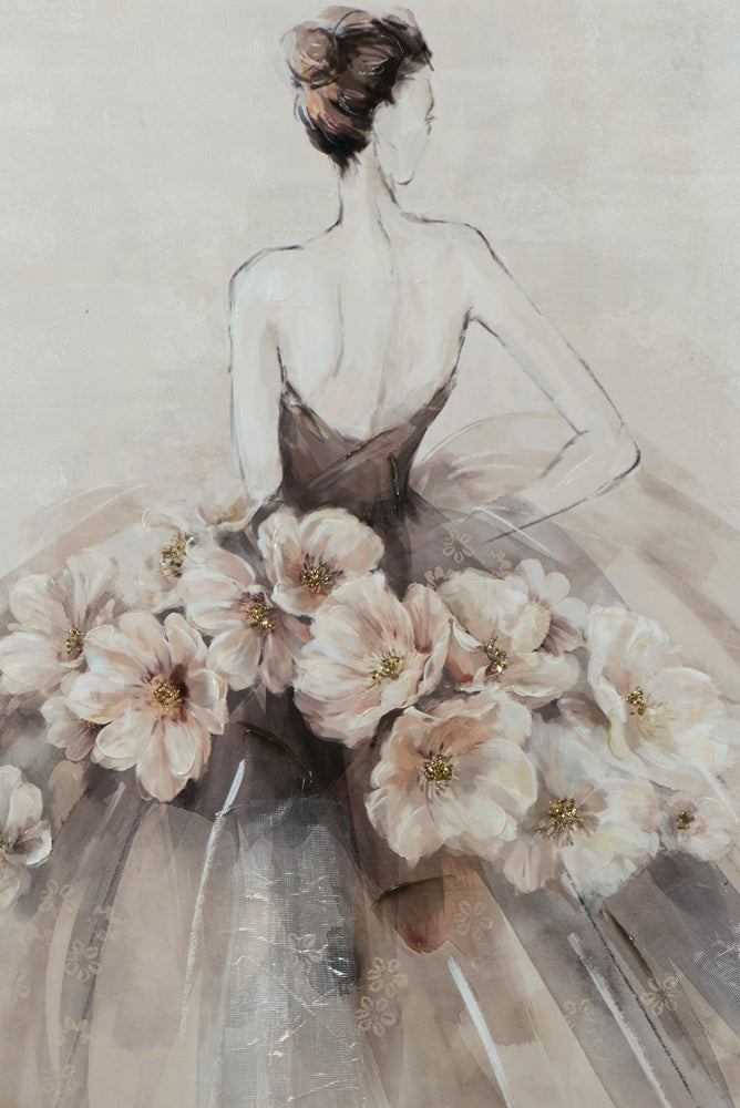 Painting Lady in Ball Gown with Flowers