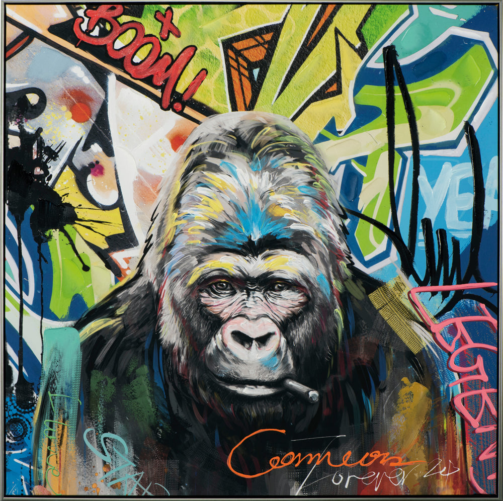 Gemälde Gorilla mit buntem Hintergrund