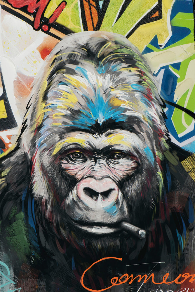Gemälde Gorilla mit buntem Hintergrund