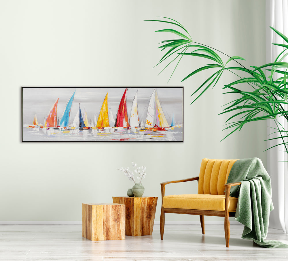 peinture de voiliers colorés