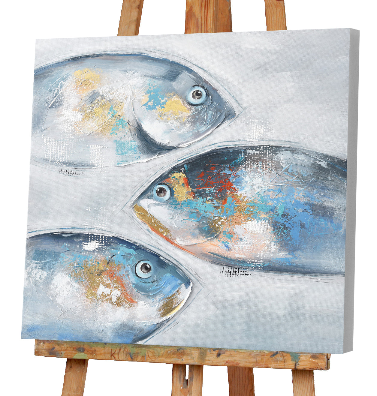Gemälde Goldblaue Fische