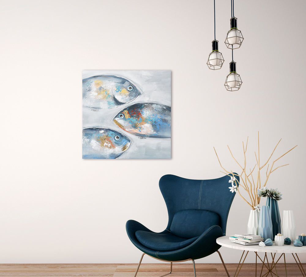 Gemälde Goldblaue Fische