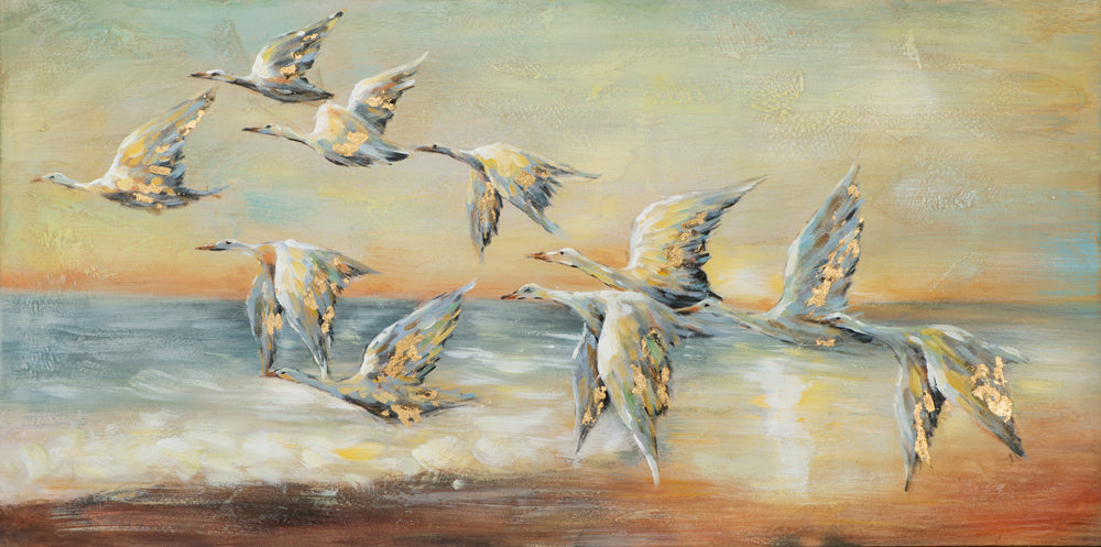 Gemälde Gänse auf ihrem Flug nach Süden