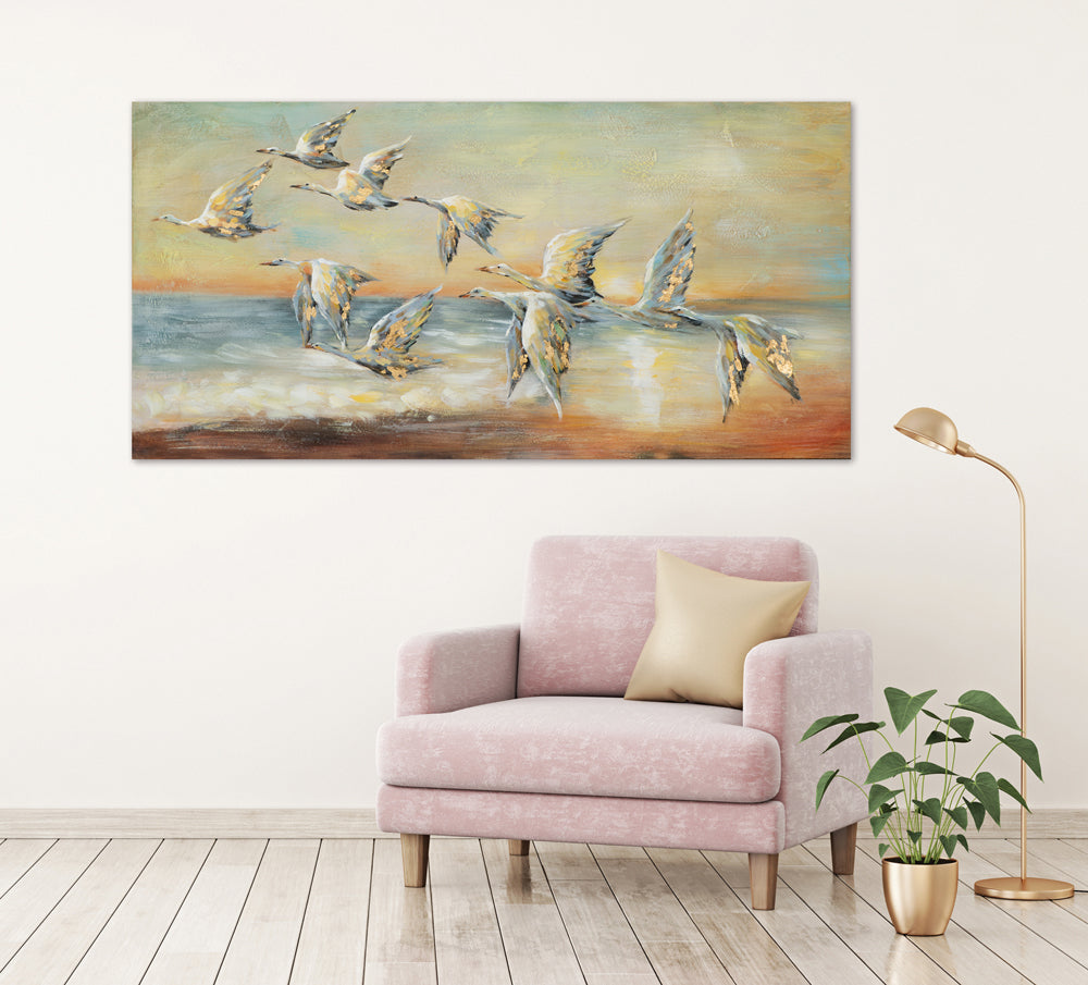 Gemälde Gänse auf ihrem Flug nach Süden