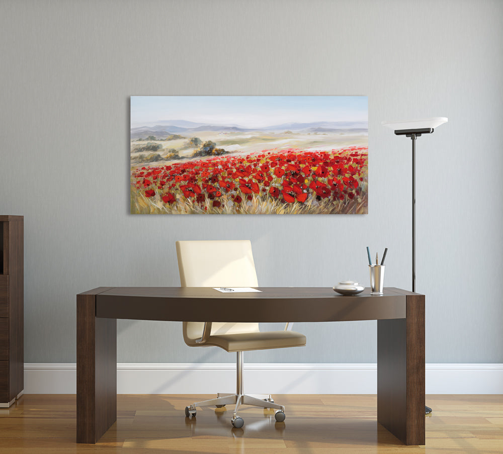 Peinture Paysage avec des coquelicots
