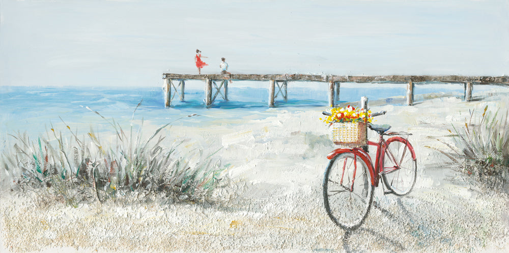 Painting Red Bicycle on the Beach