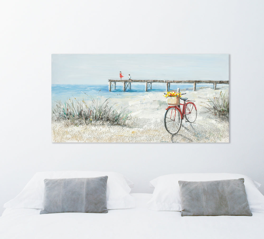 Painting Red Bicycle on the Beach