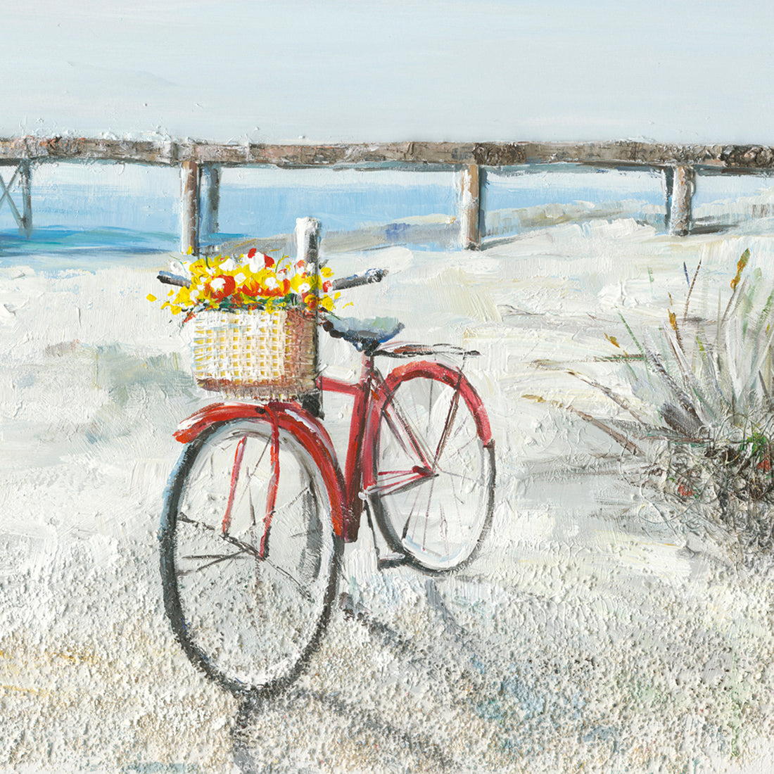 Painting Red Bicycle on the Beach