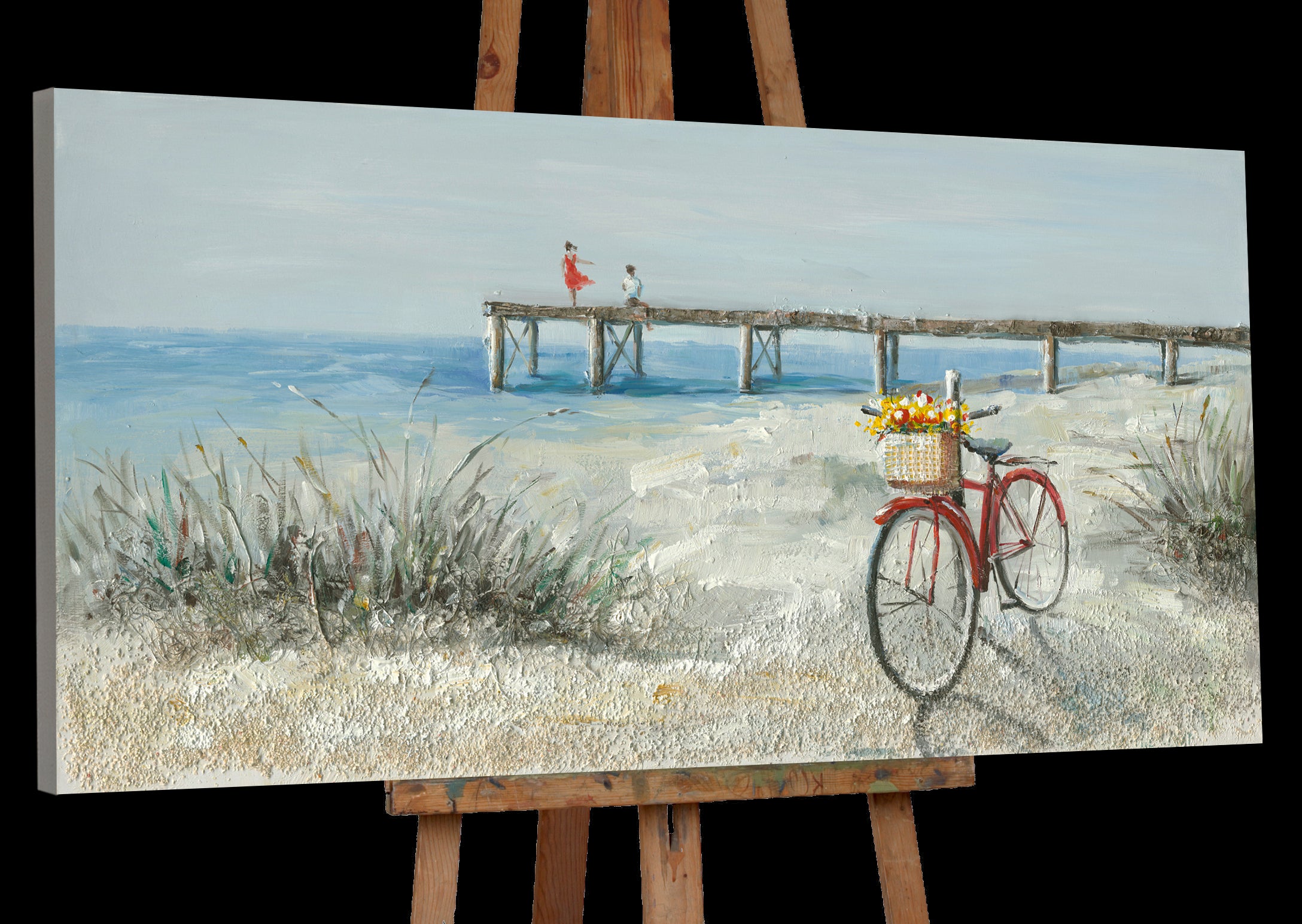 Painting Red Bicycle on the Beach
