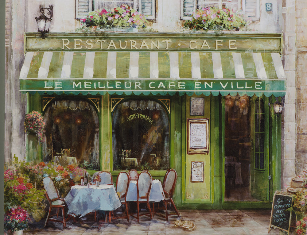 Gemälde Französisches Café in grün