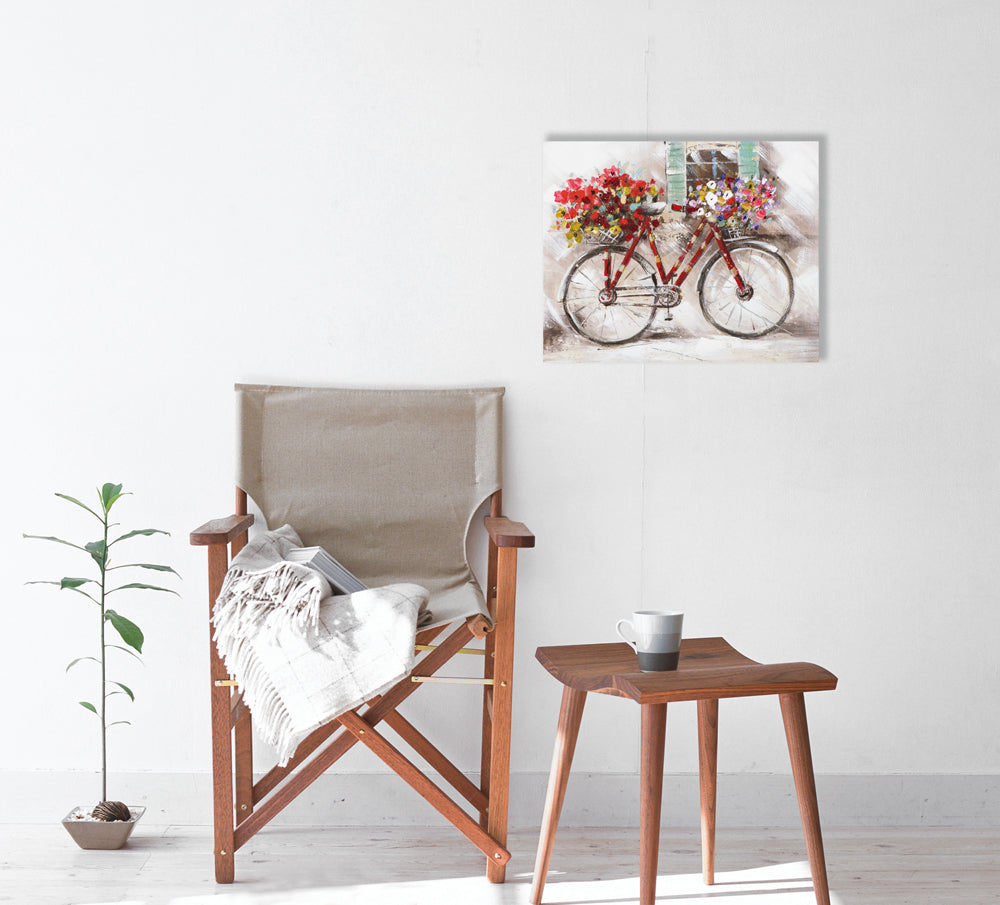 Gemälde Blumen Fahrrad