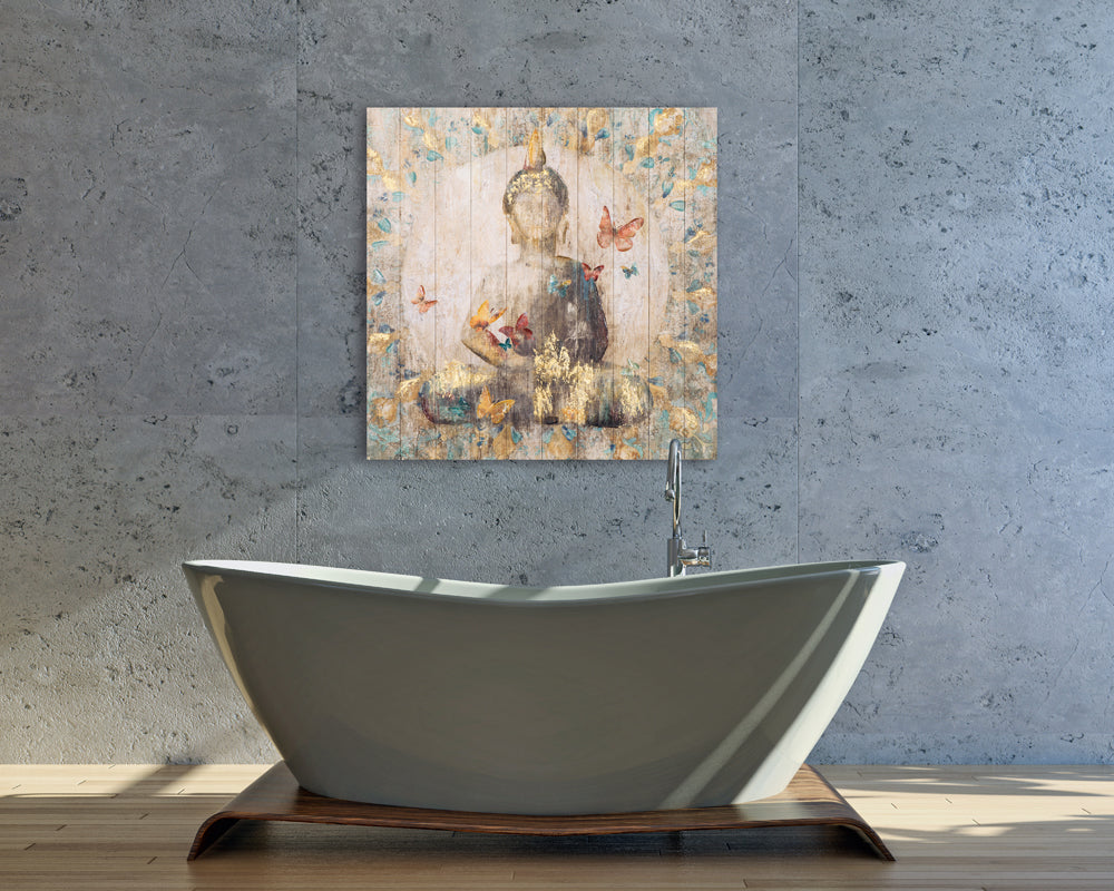 Peinture de Bouddha avec des papillons