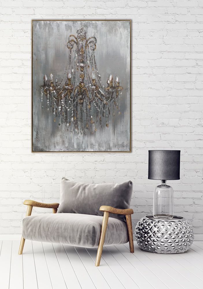 painting chandelier in silver