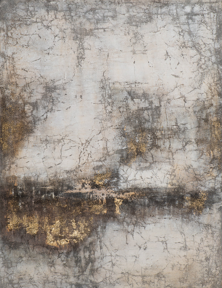 Gemälde Abstrakte Farbkomposition in Beige und Gold