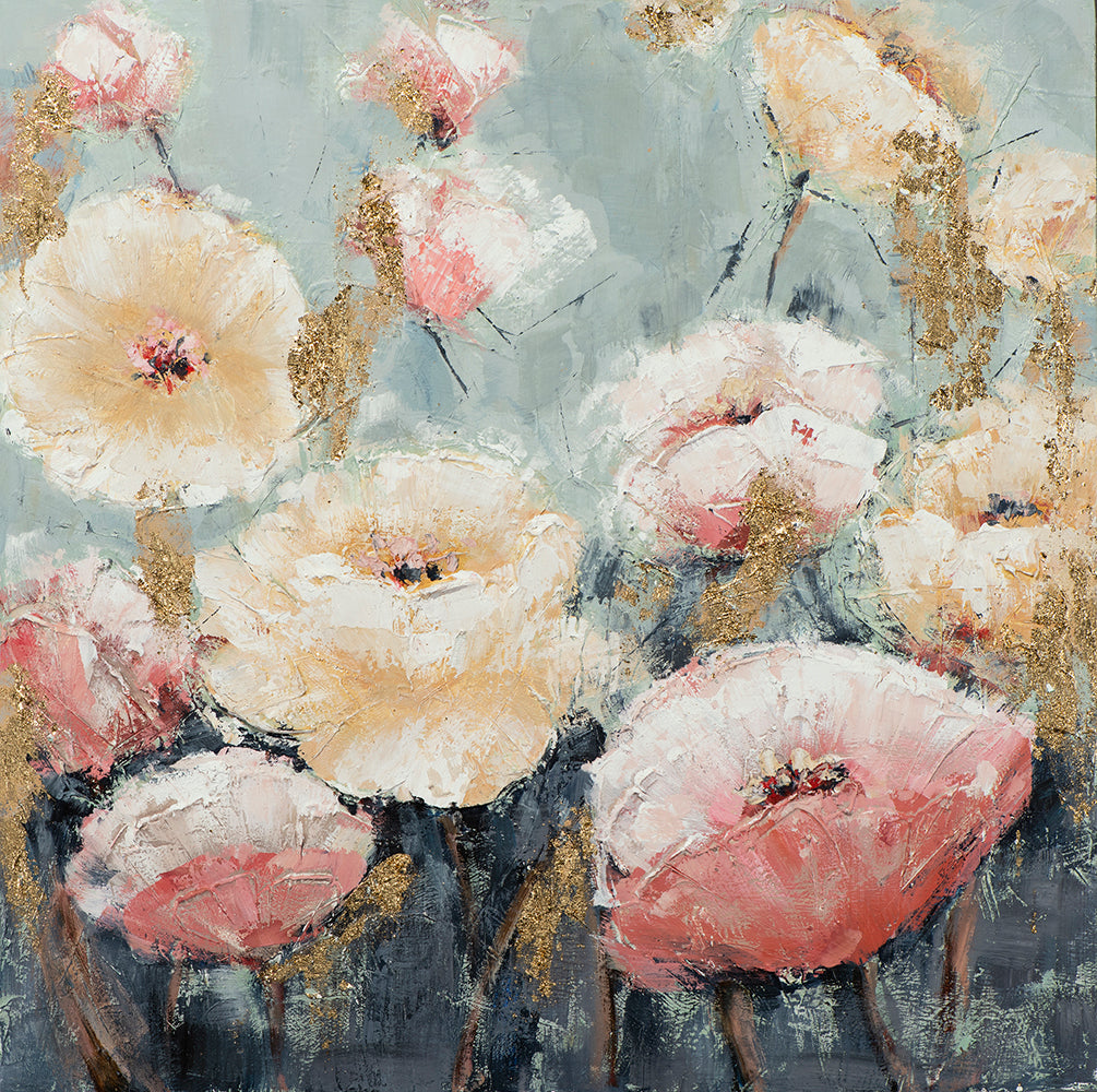 Gemälde Blumen in rosa und beige