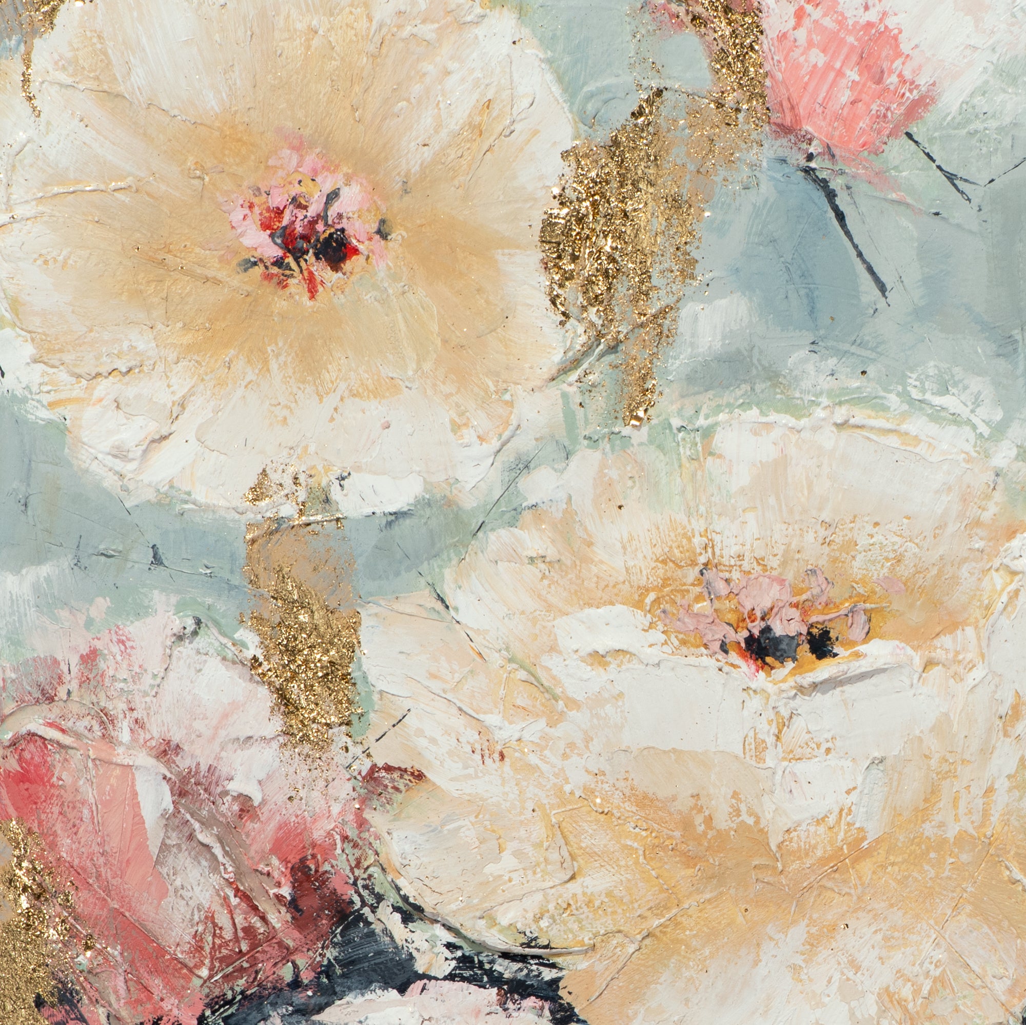 Gemälde Blumen in rosa und beige