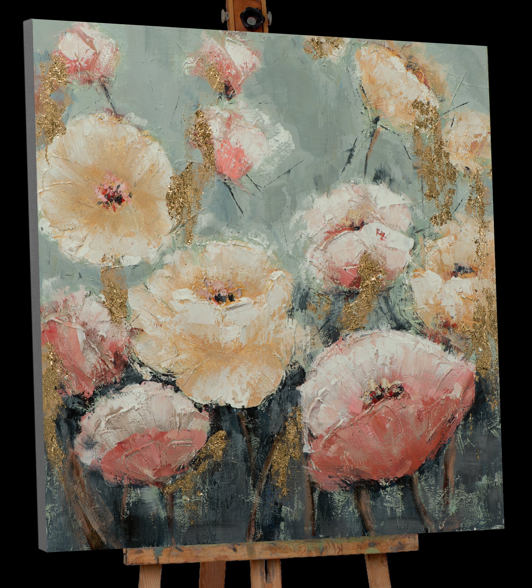 Gemälde Blumen in rosa und beige