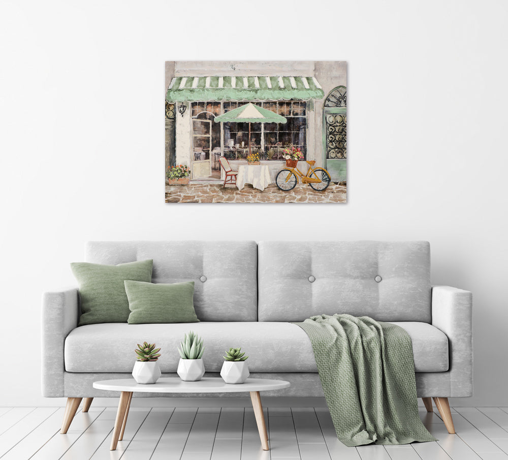 Gemälde Straßencafé in grün