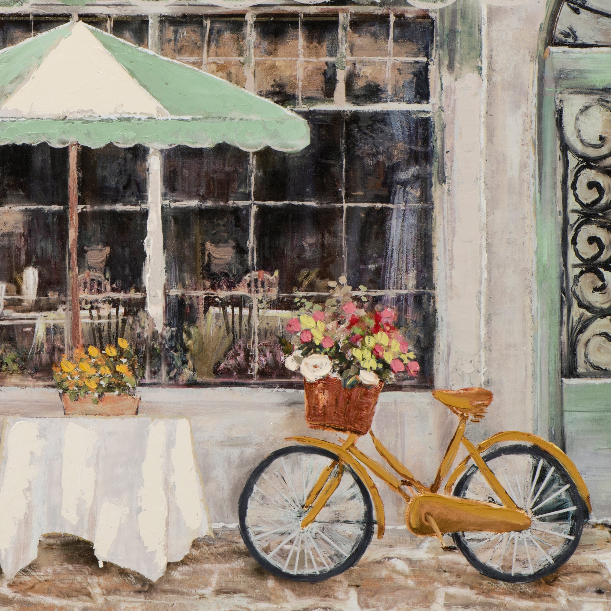 Gemälde Straßencafé in grün