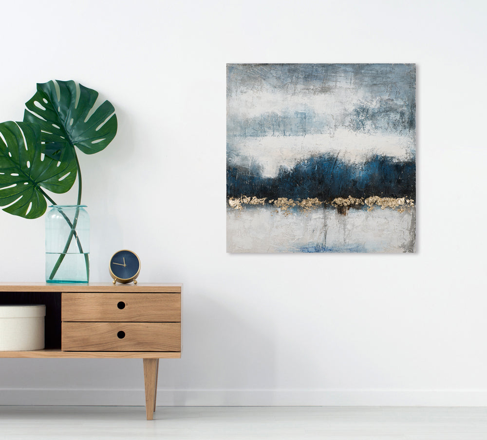 Composition de couleurs de peinture en bleu foncé et or