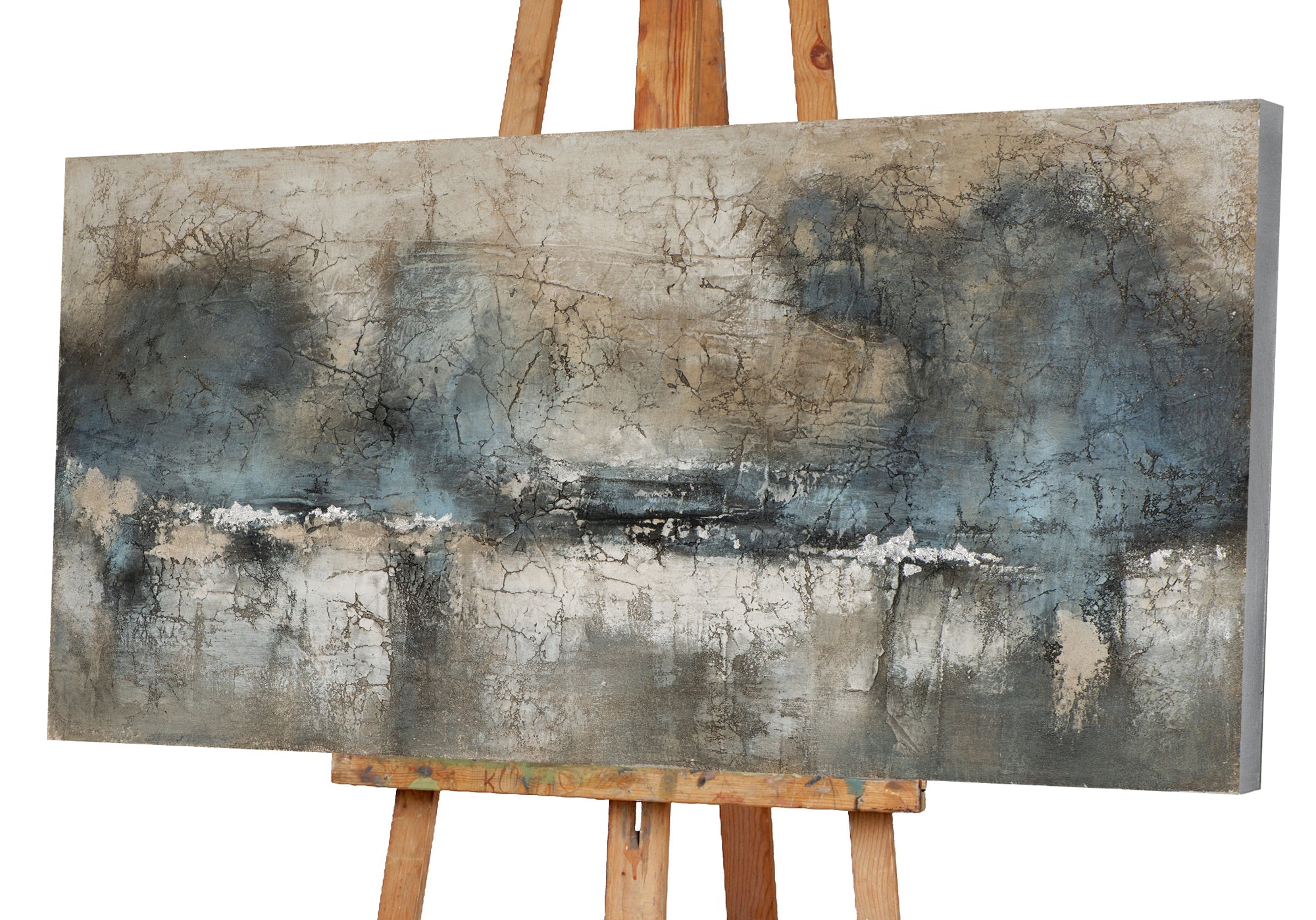 Gemälde Facetten in Blau und Silber