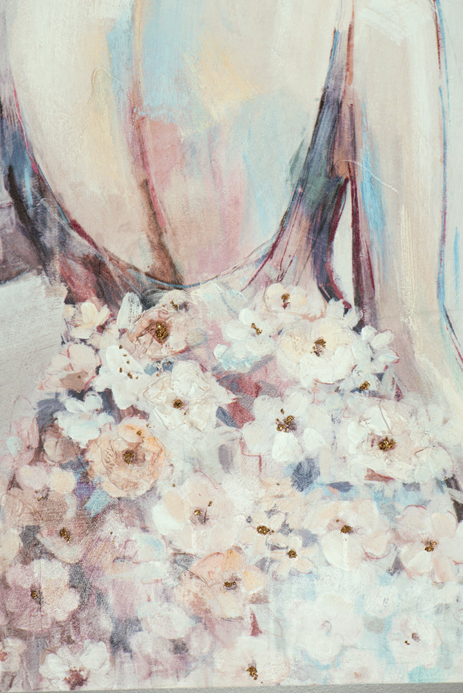 Peinture d'un beau dos avec des fleurs