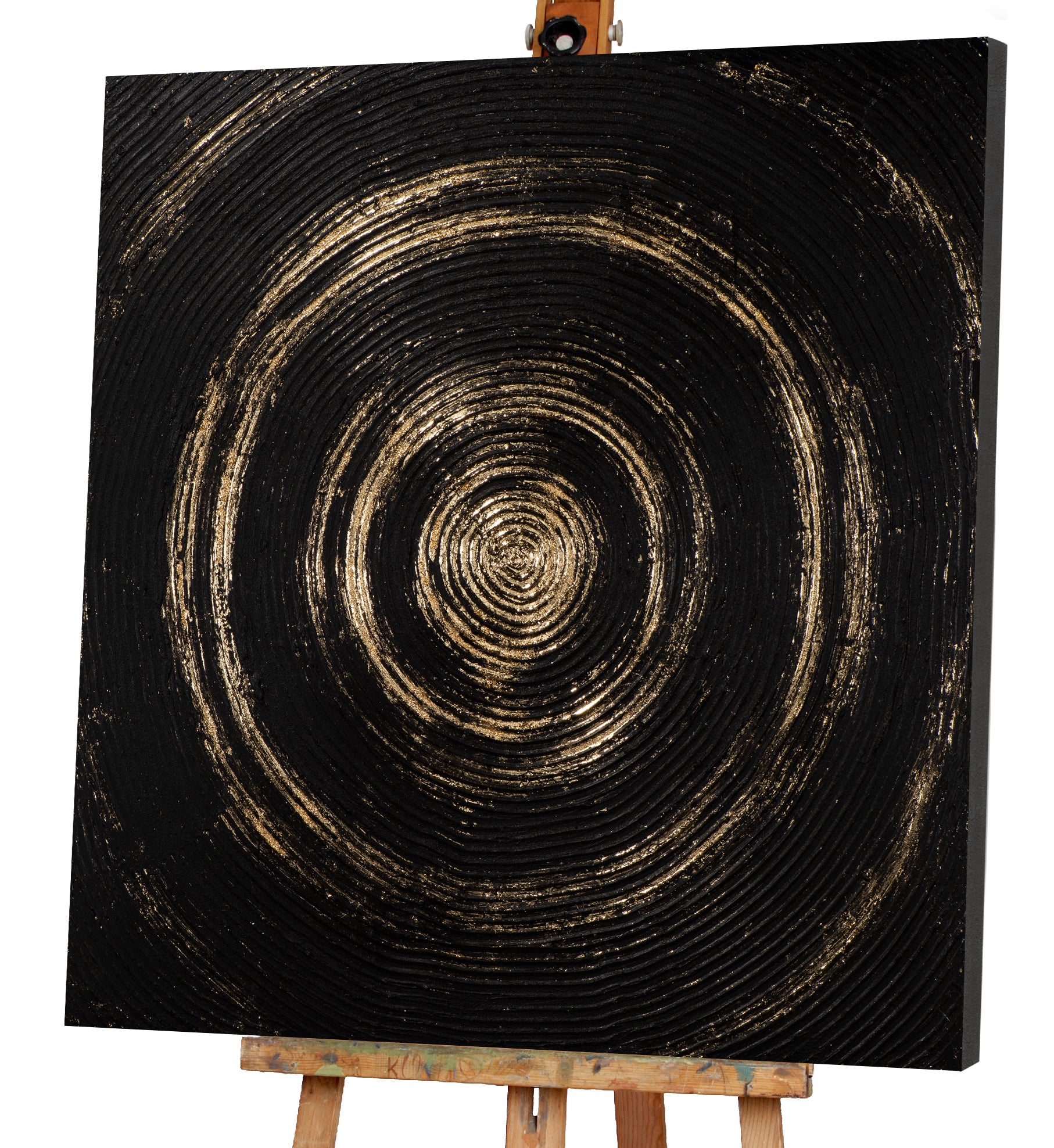 Gemälde Gemälde Elegantes Mandala in Schwarz-gold