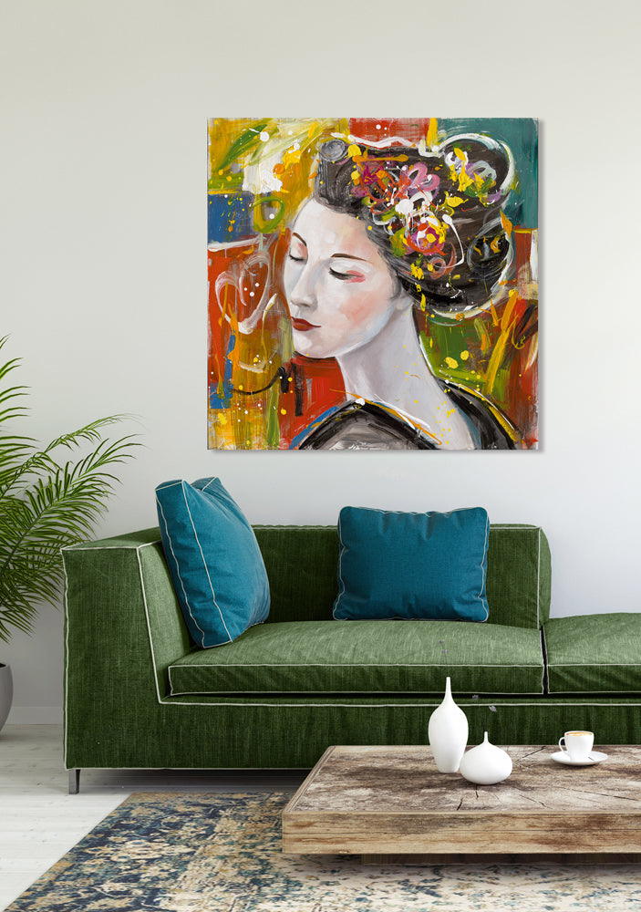 peinture Geisha charmante