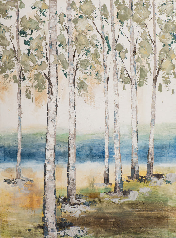 painting Birches by the Stream