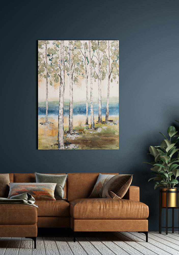 painting Birches by the Stream