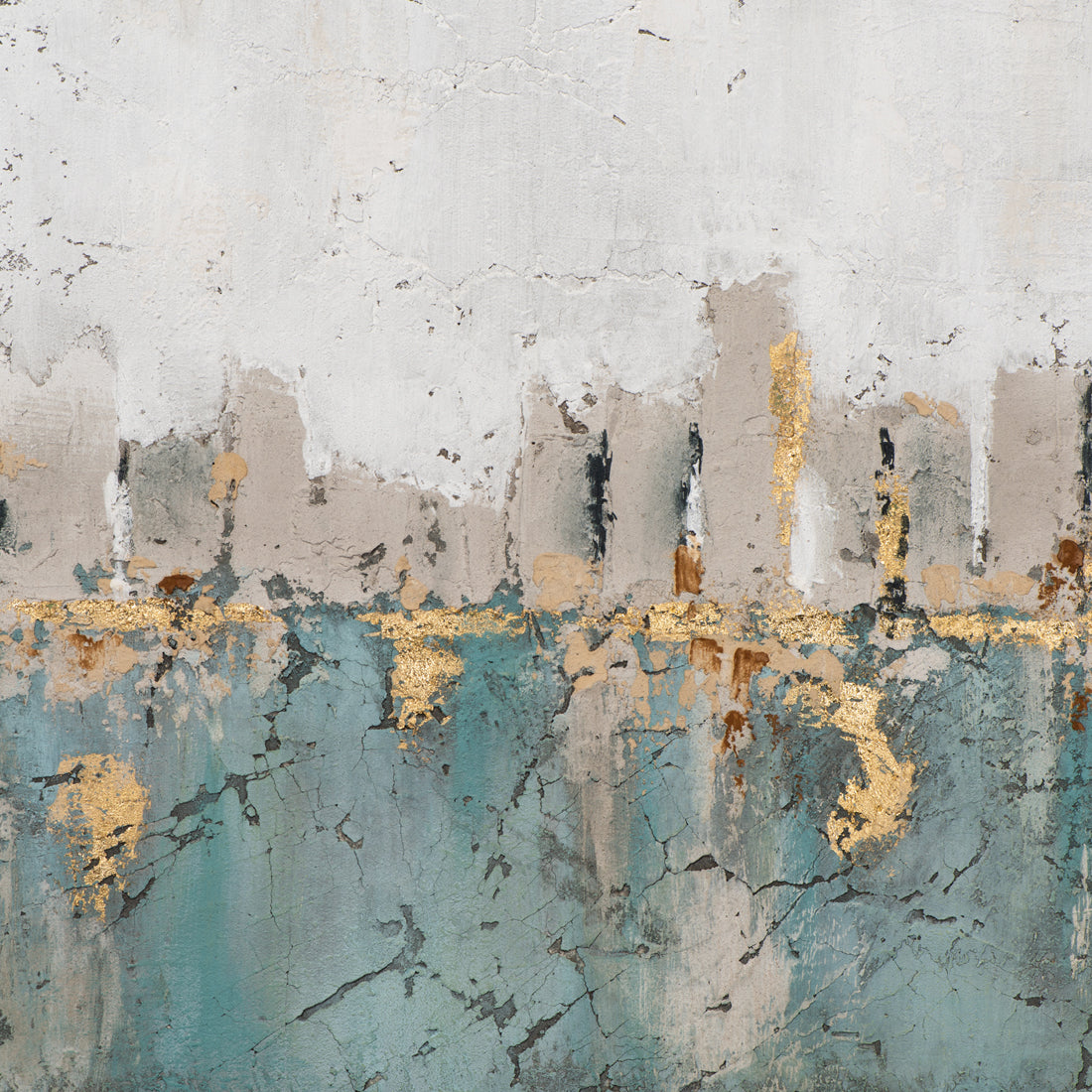 Painting Abstract Skyline in Turquoise
