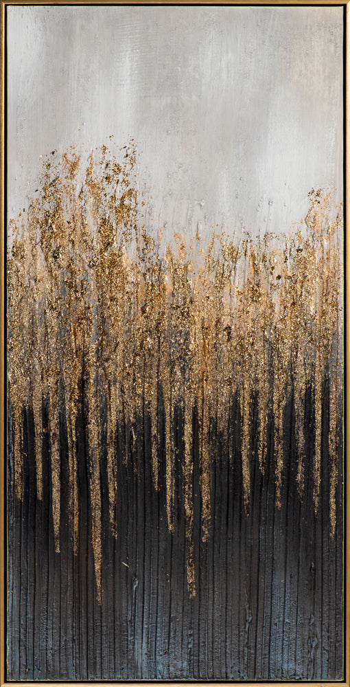 Painting Abstract in Gray and Gold Glitter