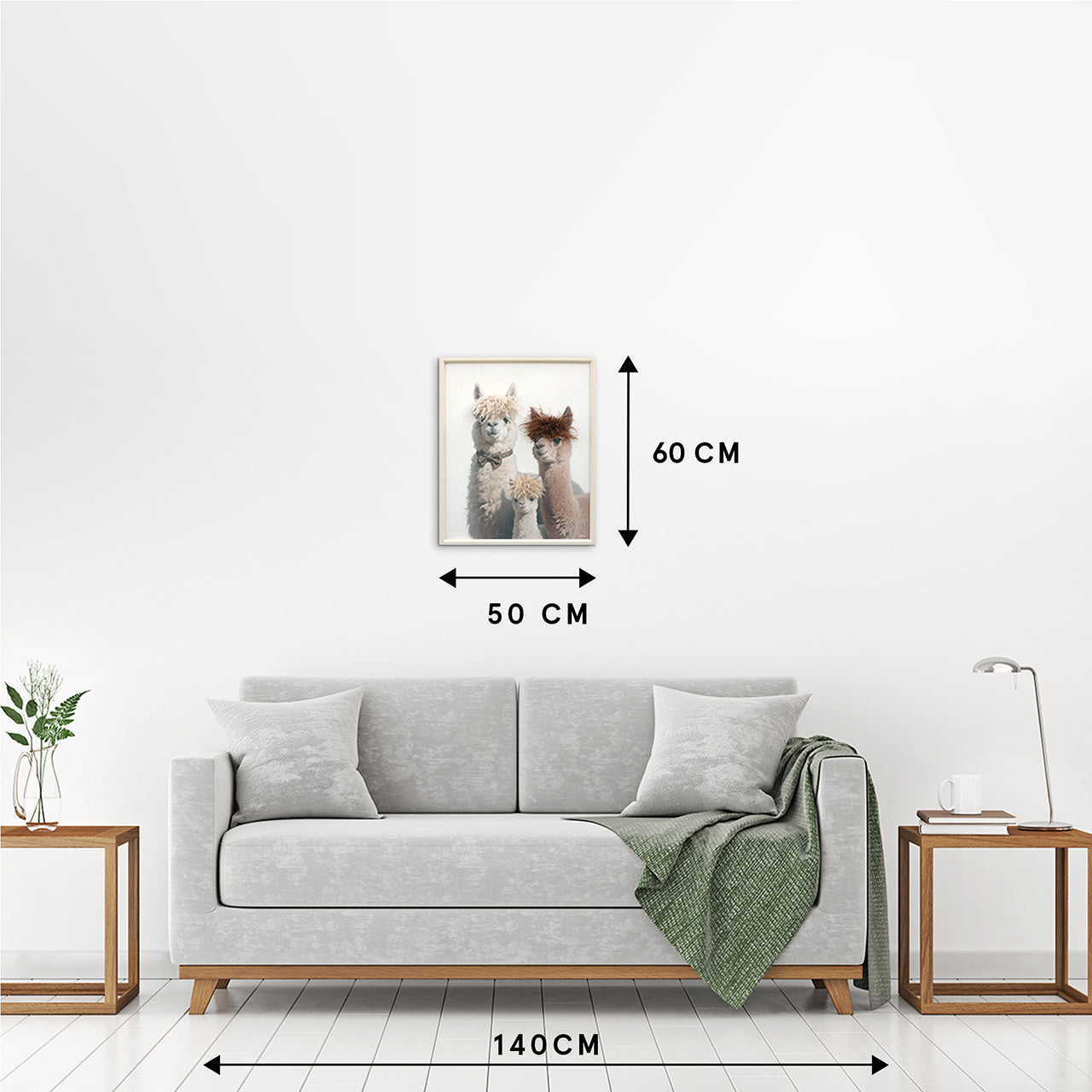 Gemälde Kunstfell Stylish Lama Family