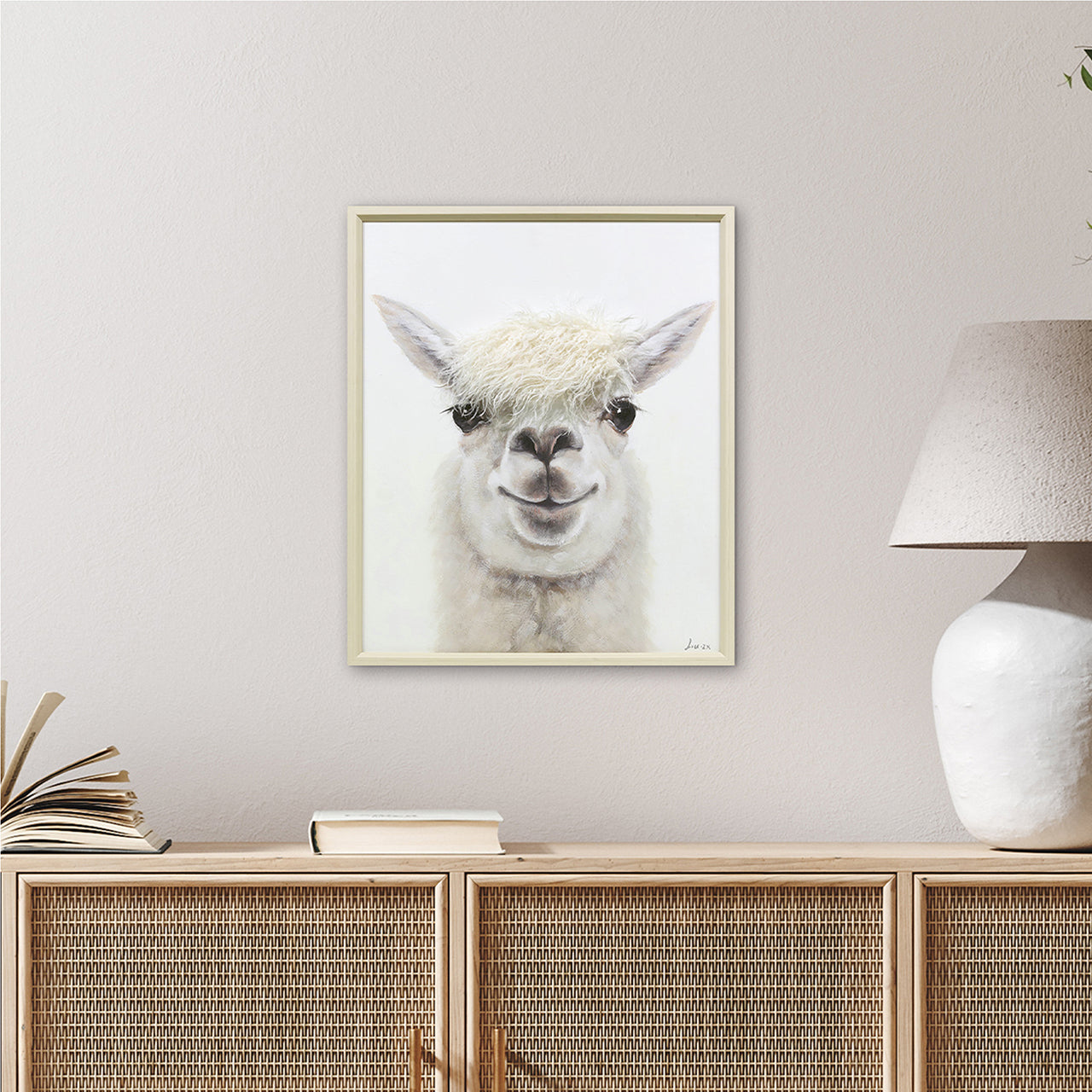 Gemälde Kunstfell Lama Youngster