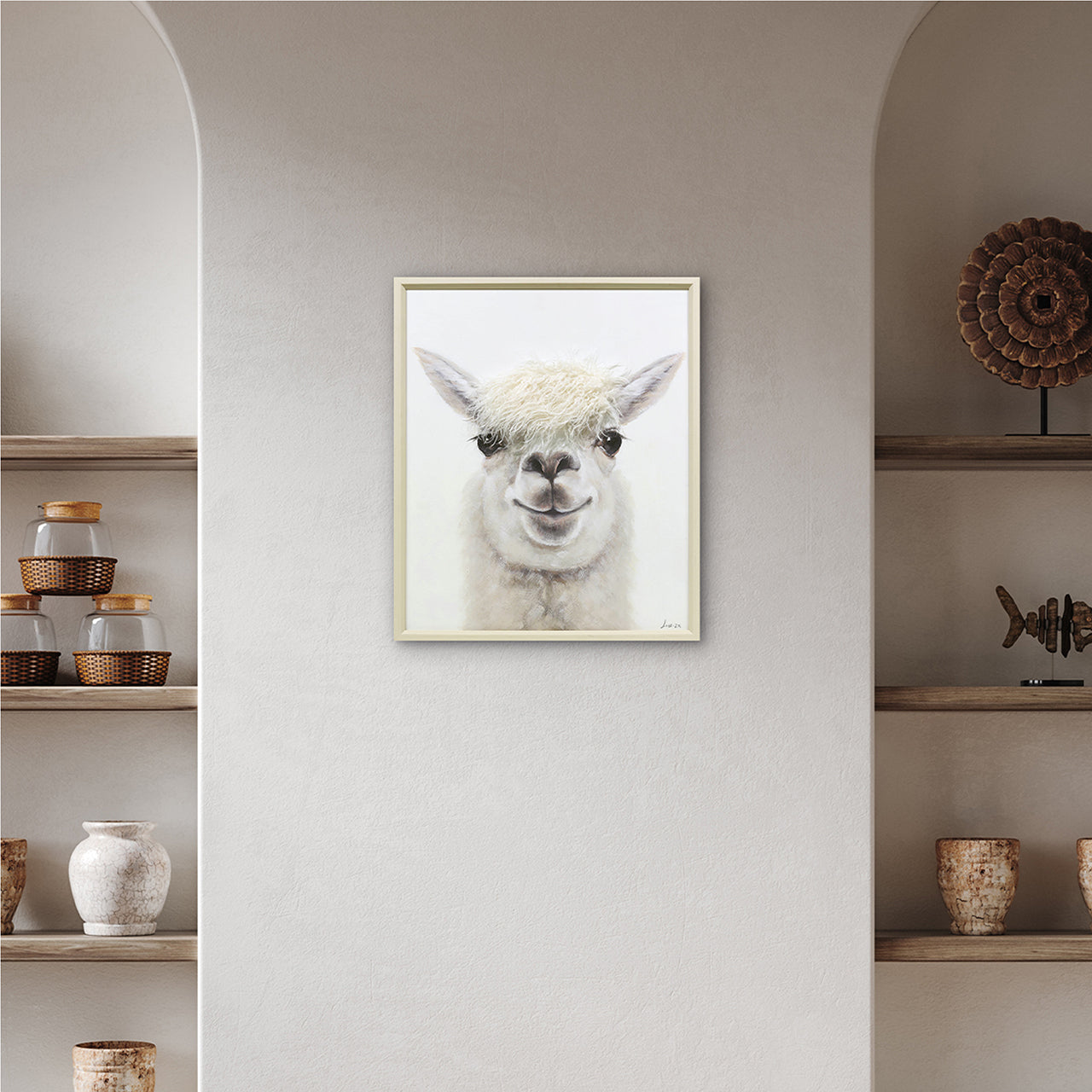 Gemälde Kunstfell Lama Youngster