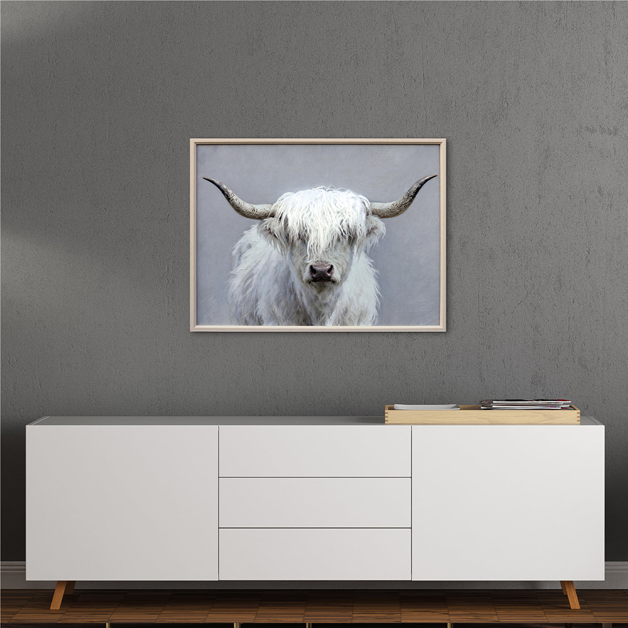 Gemälde Kunstfell Fluffy Longhorn
