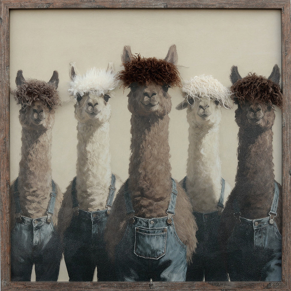 Gemälde Kunstfell The Flufffather Alpaca Crew