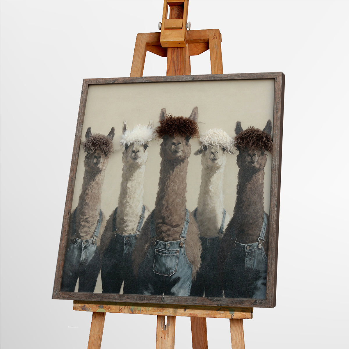 Gemälde Kunstfell The Flufffather Alpaca Crew