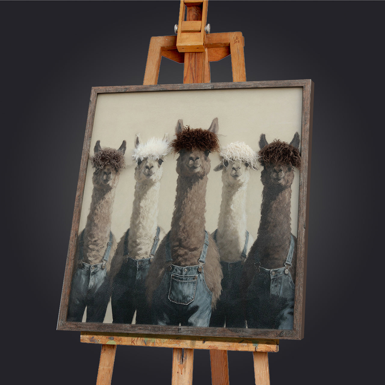 Gemälde Kunstfell The Flufffather Alpaca Crew