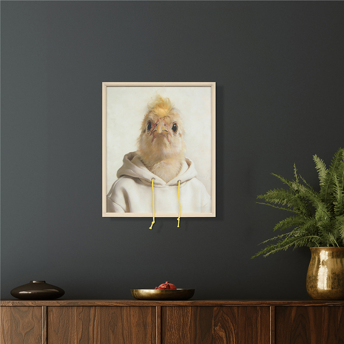 Gemälde Kunstfell Hoodie Chick