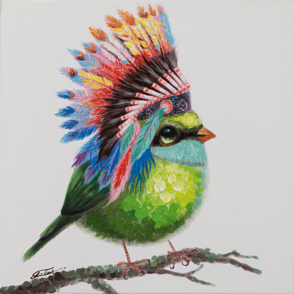Gemälde Vogel mit Indianerschmuck