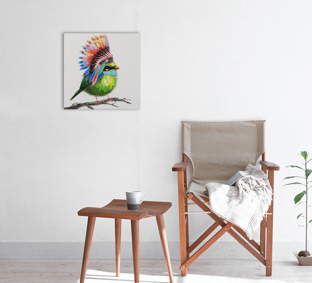 Gemälde Vogel mit Indianerschmuck