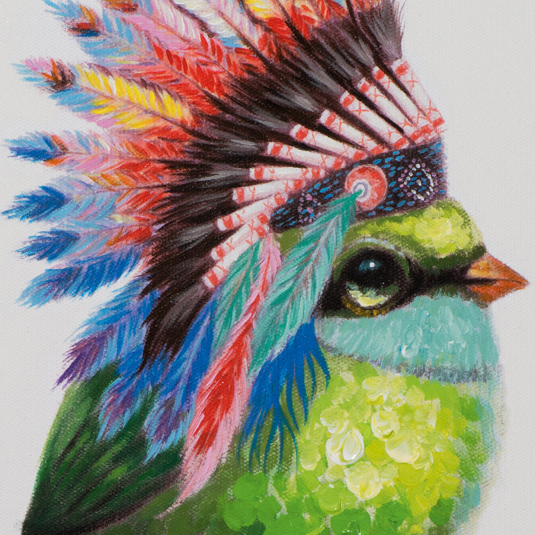 Gemälde Vogel mit Indianerschmuck