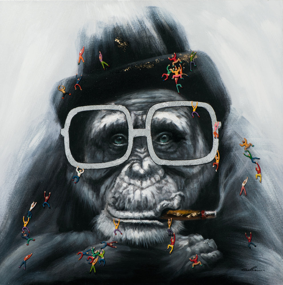 Painting Smoking Monkey with Little People