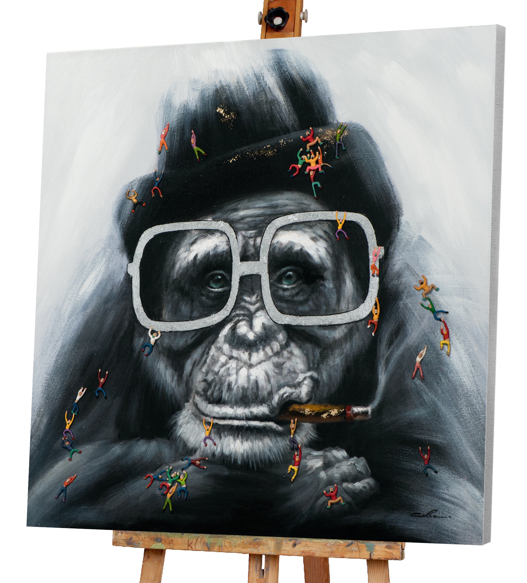 Painting Smoking Monkey with Little People