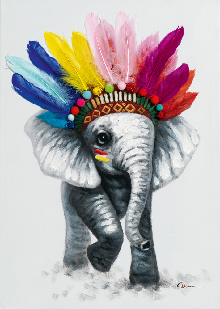 Gemälde Kleiner Elefant mit Federn