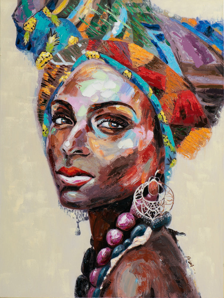Painting Woman with African Cloth