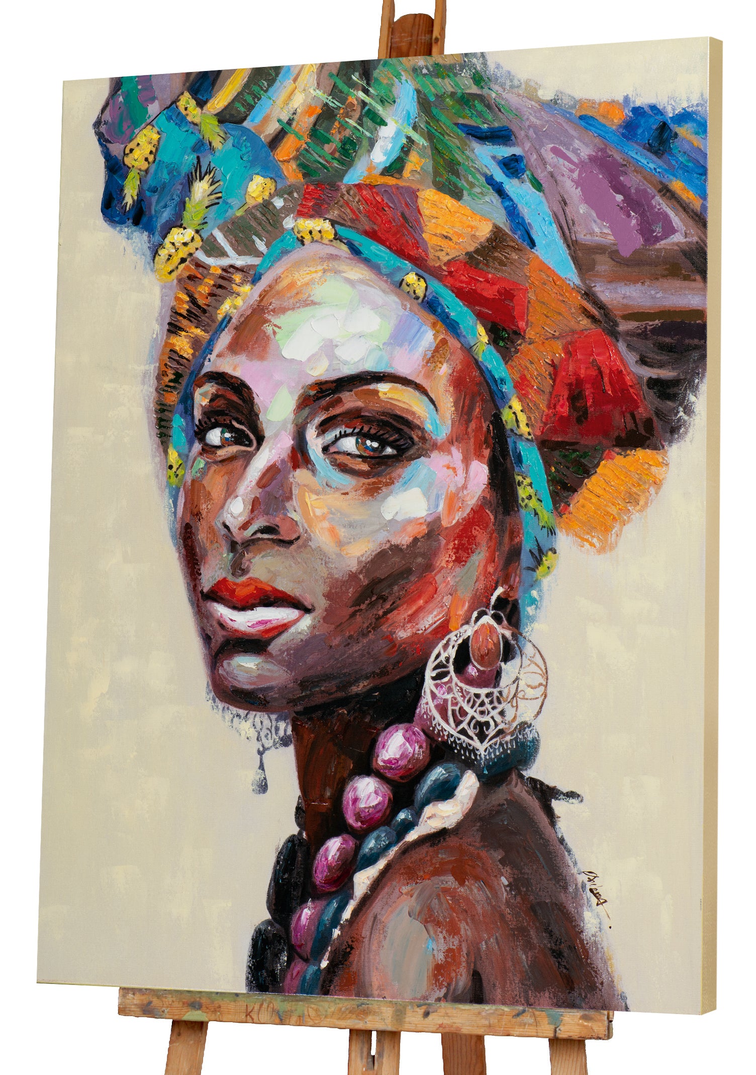 Painting Woman with African Cloth